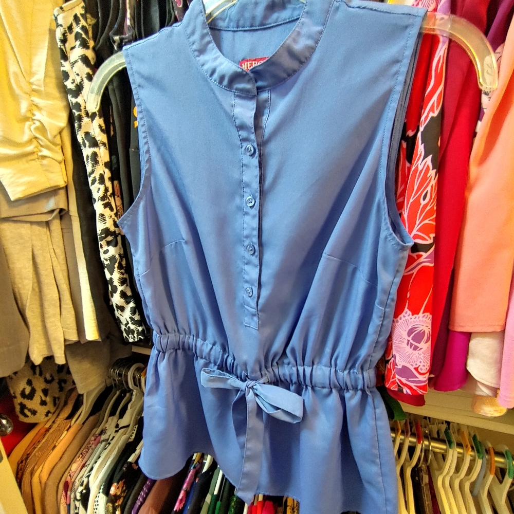 EUC Merona Blue Peplum Top sz XS